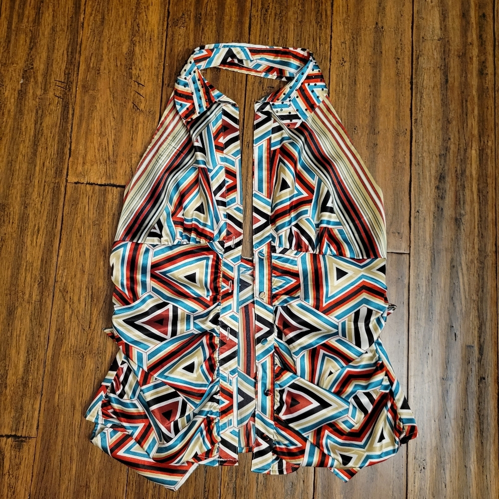 XOXO Satine like open back women blouse. Size M. Never worn. No tags